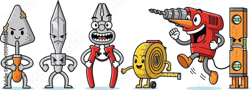 Cartoon characters shaped like power tools