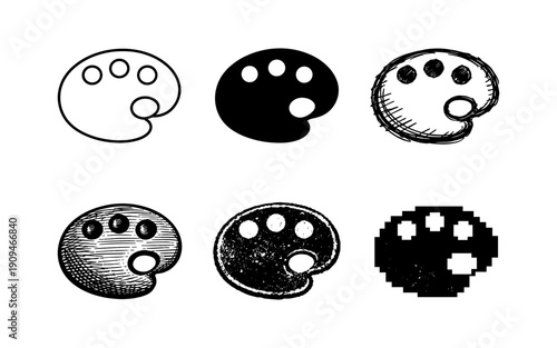 Collection of diverse art palettes in various artistic styles and textures