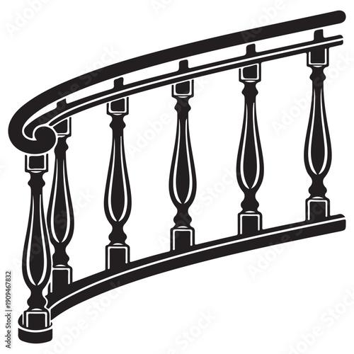 Curved Staircase Balustrade with Elegant Turned Balusters