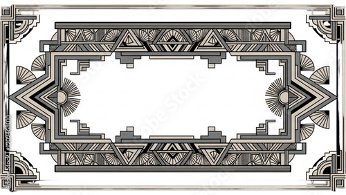 An intricate border design featuring geometric patterns and ornaments in a classical style
