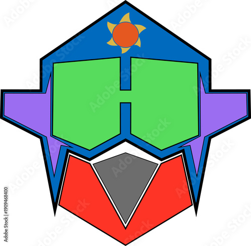 colored vector illustration of robotic head parts