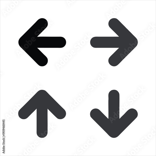 A set of four black and gray arrows on a white background