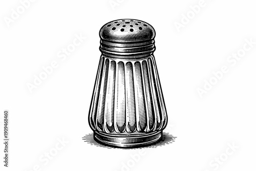 Vintage black engraved vector illustration of a salt shaker