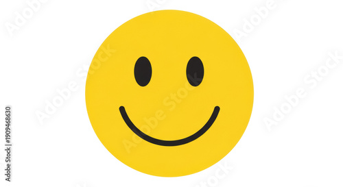 Cuadro en lienzo Yellow smiley face PNG isolated on transparent background, happy emoticon with s