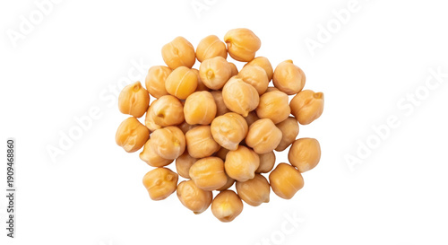 Schilderij op canvas Pile of beige chickpeas isolated PNG, healthy legume seeds for vegetarian and ve