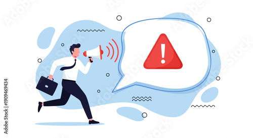 Alert Notification via Megaphone Icon, Communicating Urgent Information and Warning Signals in Business Context