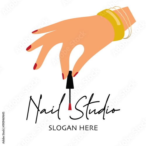 Nail beauty logo design with creative element style. Vector  illustration. EPS 10