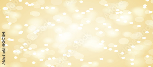 Warm golden bokeh lights. Abstract golden and white background with festive and glitter. Soft, blurred backdrop for festive celebrations., New Year vibes with luxury gold shimmer, vector illustration.