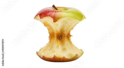 Canvas Print Apple core isolated PNG on transparent background, eaten fruit with stem and see