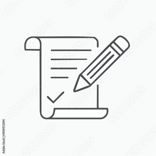 Pen signing a contract line art icon for business apps and websites