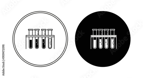 Laboratory test tubes in black and white icons.