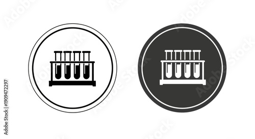 Test tube rack icon in two different circular backgrounds.