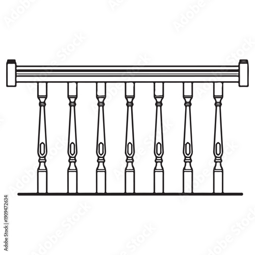 Vector Illustration of a Traditional Balustrade with Ornamental Balusters