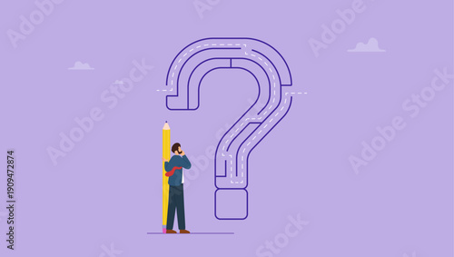 Businessman are planning to solve the maze game problem. Concept of business solution, thinking strategies that can solve problems.