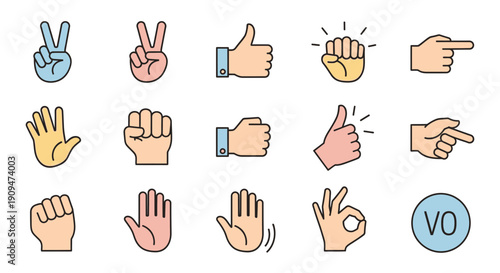 Various hand gestures for communication and expression