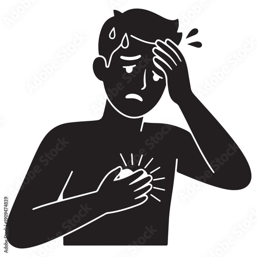 Person Experiencing Chest Pain and Sweating