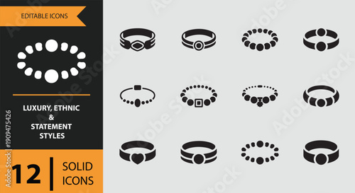 Luxury Ethnic and Statement Styles Icons solid icon set.Ethnic luxury statement solid icons