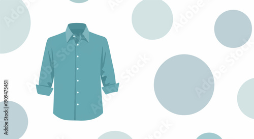 A teal button-down shirt with cuffed sleeves and white buttons