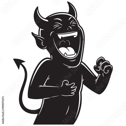 Black Silhouette Devil Character Laughing Out Loud