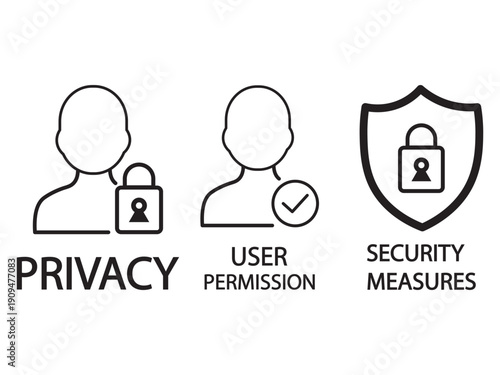 Digital security privacy and user authorization icons