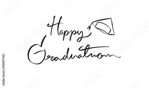 Hapy graduation hat drawing cap black color object icon text font calligraphy written lettering script education university celebration school academic ceremony happy graduation hat cap certificate 