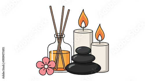 A minimalist spa-themed illustration on a white background (2)_traced