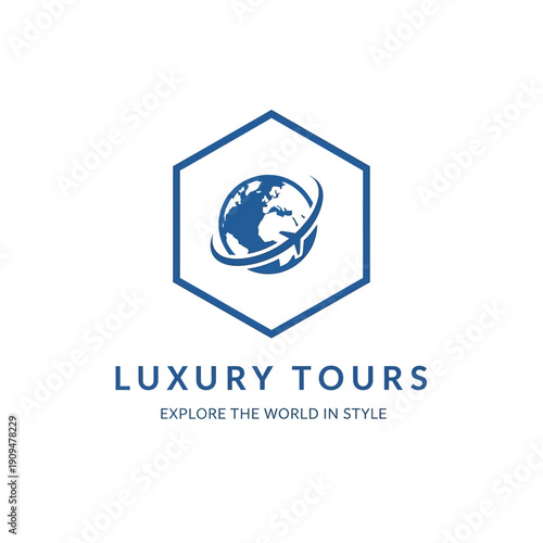 Luxury Tours Logo with Globe Symbol.