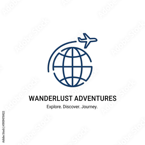 Globe Icon with Airplane Travel Symbol.