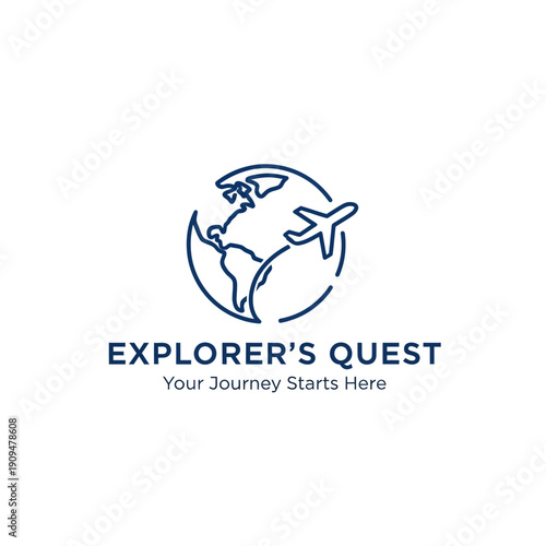 Explorer Logo with Globe and Airplane.