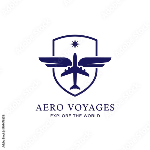 Aero Voyages Logo with Airplane Shield.