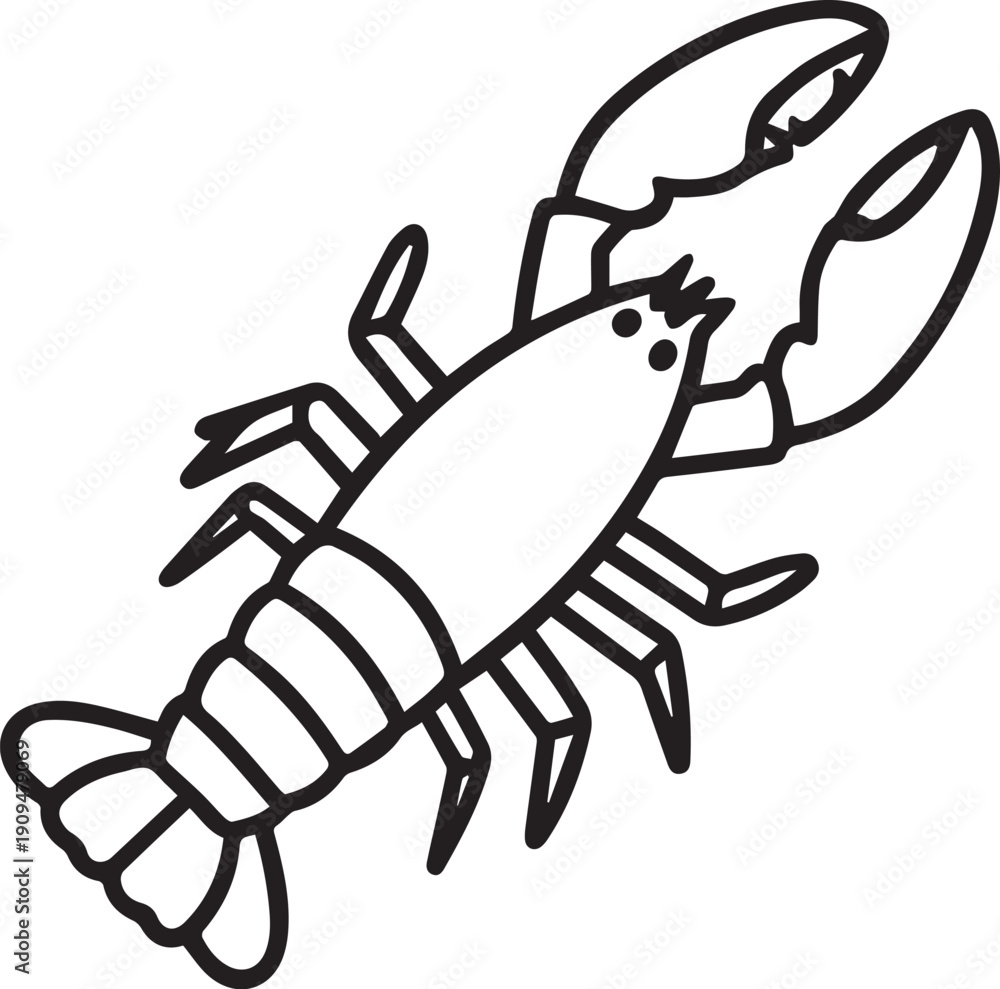 Obraz premium A detailed monochrome outline of a lobster. Focus on the sea creature, showcasing its intricate anatomy.