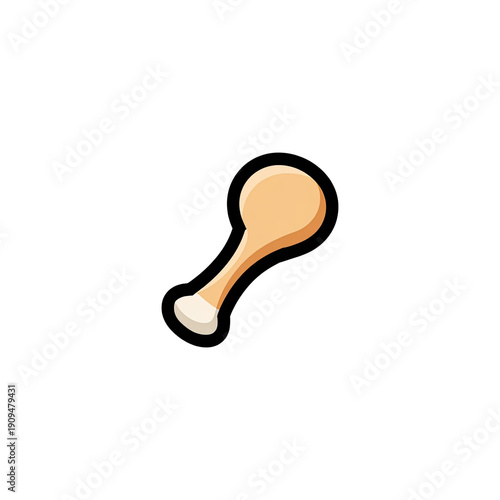 Isolated cartoon depiction of a cooked chicken drumstick on a stark, black backdrop
