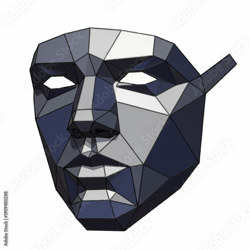 Abstract geometric low poly face mask design.