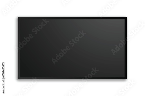 Realistic tv screen PNG with transparent background, modern stylish LED LCD panel, large computer monitor display mockup, blank television template vector illustration