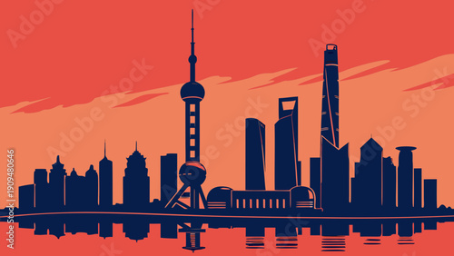 Shanghai skyline with notable skyscrapers and towers, perfect for urban development concepts, travel publications, and architectural design projects.