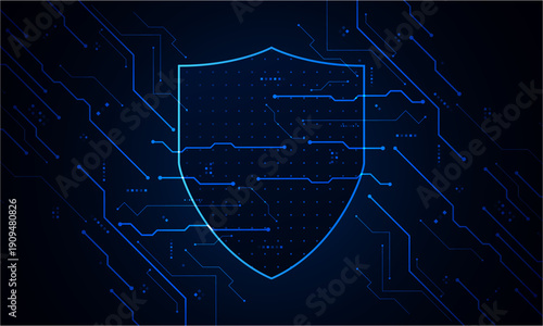 Cyber security technology concept , Shield With Keyhole icon , personal data , vector illustration.