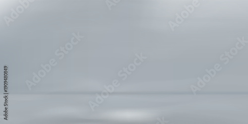 White grey studio room. Limbo light background. Abstract 3d gradient backdrop for product presentation. Minimal wall scene spotlight. Showcase, promotion display. Vector stage mockup illustration