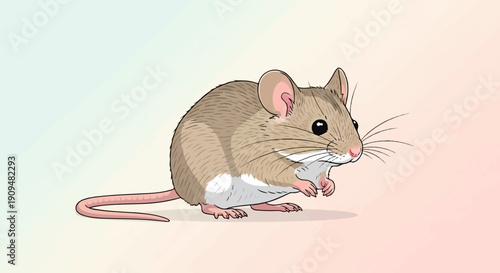 A small, furry rodent with large ears and whiskers sits alert