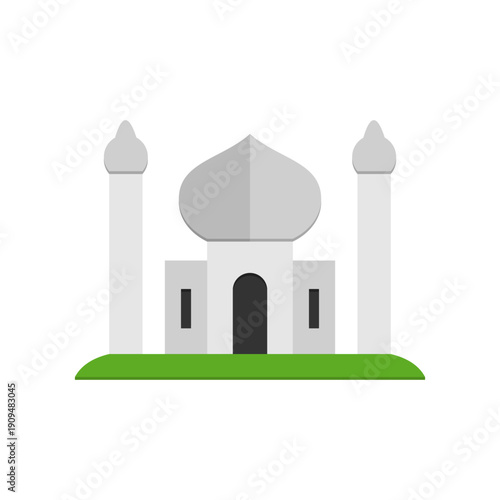 Taj Mahal Icon – India Famous Landmark Vector, Historic Mughal Architecture Monument for Travel, Tourism, Culture, Map, App and Web UI Design