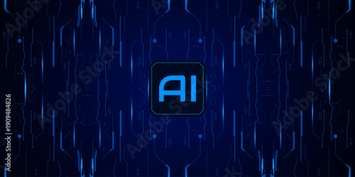 Artificial Intelligence ,AI chipset on circuit board, futuristic Technology Concept	
