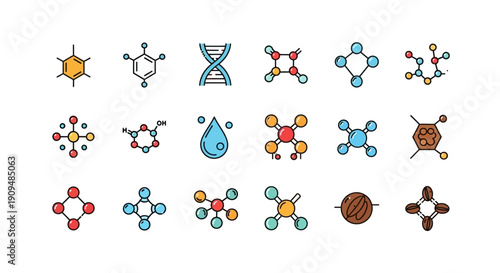 Illustration of various molecular structures and diagrams in a scientific context