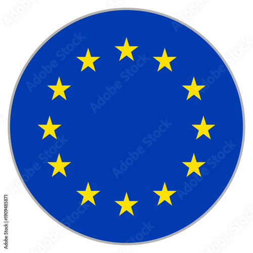 European Union Flag Circle Icon with Gray Frame | EU旗の円形アイコン 灰色フレーム付き