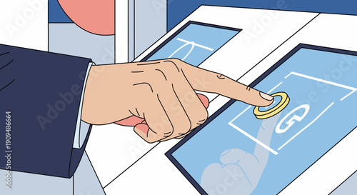 Person making a contactless payment with a credit card at a terminal.