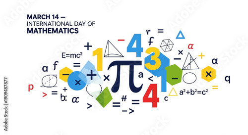 Vibrant math symbols and numbers celebrating International Day of Mathematics