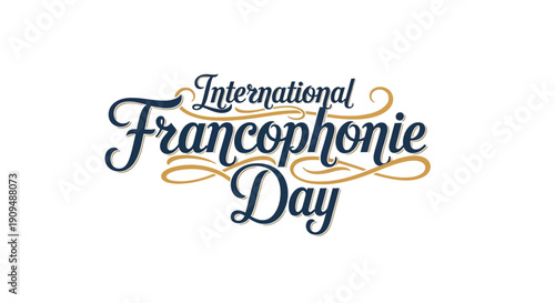 International Francophonie Day elegant typography with decorative swirls