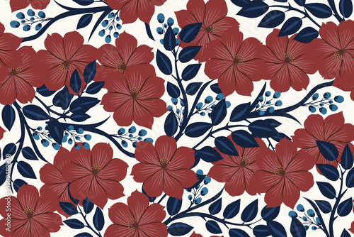 seamless floral pattern. Ethnic south western decor style. Vector seamless pattern. Art ornament print. Indian style. Cover. Wallpaper. Wrapping. Fabric. Clothing. Illustration. Background. Woven. rug