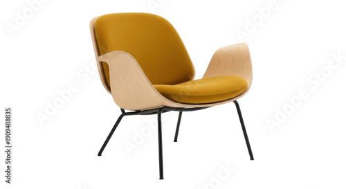 Obraz na plátne Modern yellow armchair PNG isolated on transparent background, contemporary furn