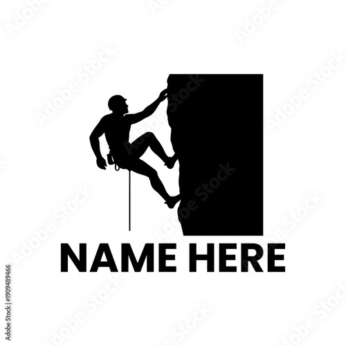 Dynamic silhouette of an adventurer rock climbing a steep cliff face, demonstrating strength and determination in a challenging outdoor sport activity and pursuit