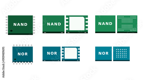 NAND and NOR Flash Memory Comparison Diagram Explaining Non Volatile Storage, Firmware and Boot Memory Roles for Embedded Systems and Beginner Education