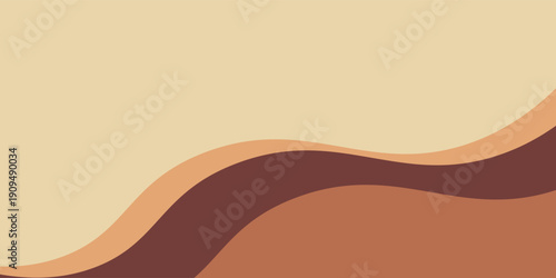 Layered Wavy Background. Wavy Chocolate Illustration. Flowing Melted Coffee. Earthy Soft Brown Color.